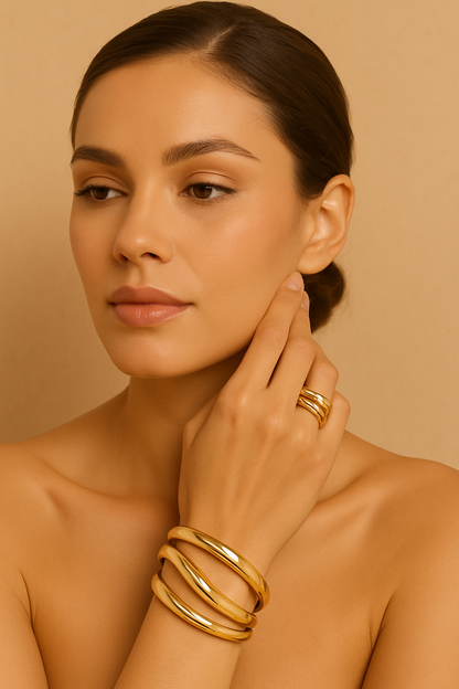 Luméa Gold - 2-teiliges Schmuckset Armreif & Ring