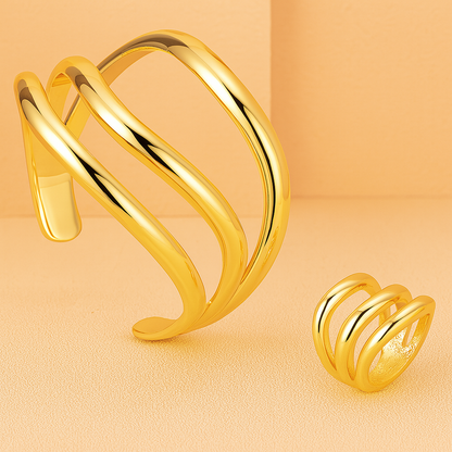 Luméa Gold - 2-teiliges Schmuckset Armreif & Ring