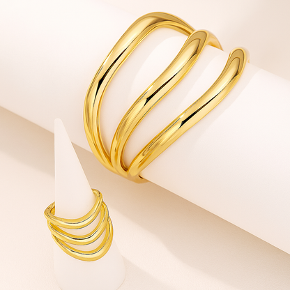 Luméa Gold - 2-teiliges Schmuckset Armreif & Ring