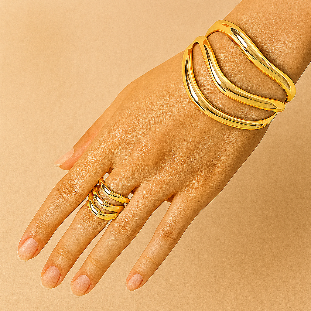 Luméa Gold - 2-teiliges Schmuckset Armreif & Ring